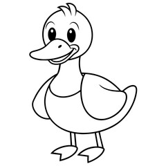 duck line art coloring book page for kid's vector art illustrations
