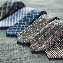 row of men's classic ties with various patterns