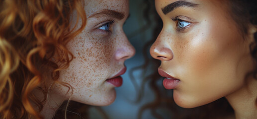 Close Up of Two Women With Freckled Hair