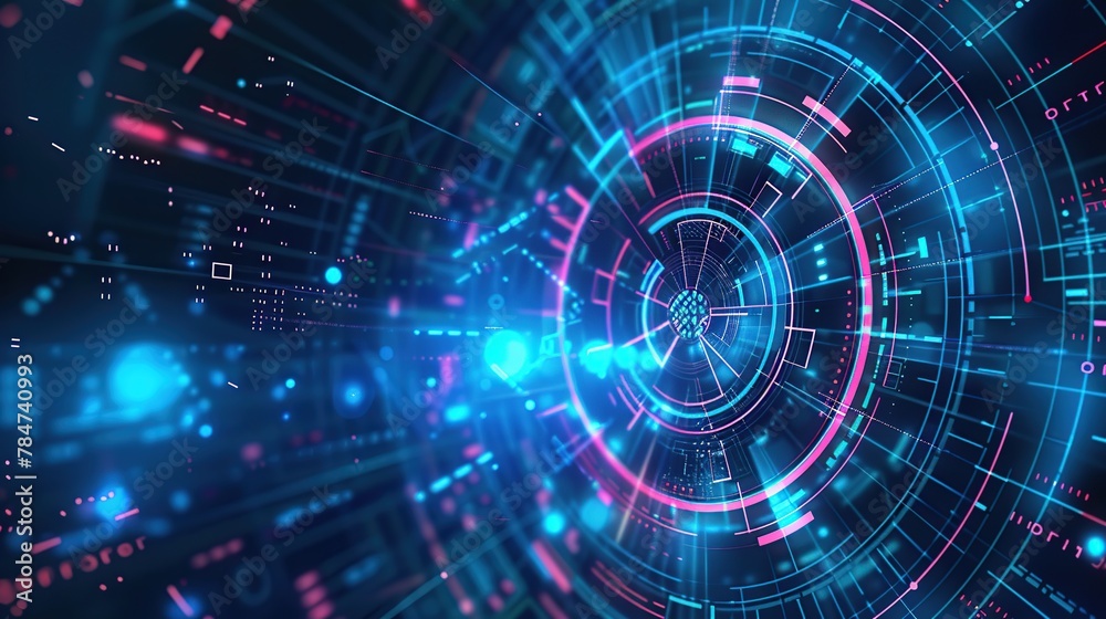 Aufkleber abstract technology blue background circles digital technology design.