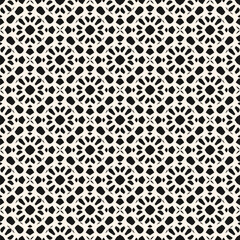 Vector monochrome mosaic seamless pattern. Black and white ornamental texture, islamic art style. Abstract elegant background. Geometric ornament with floral grid, lattice. Repeated design for decor - 784741340