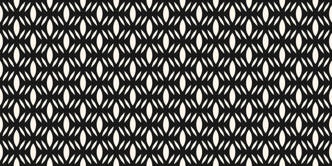 Simple black and white  vector mesh seamless pattern. Monochrome geometric texture. Illustration of lattice, grid, tissue structure. Modern abstract background. Repeat dark design for print, decor - 784741388