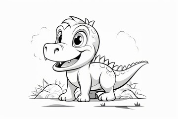 Baby dinosaur colouring page drawing