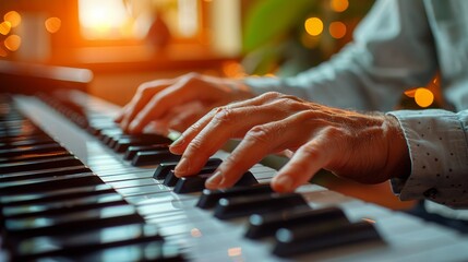 Person Playing Keyboard Close Up
