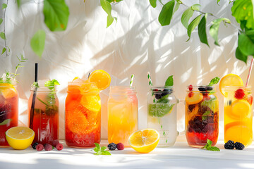 Vibrant Array of Colorful Non-Alcoholic Beverages: Refreshing, Healthy and Eco-friendly Choices