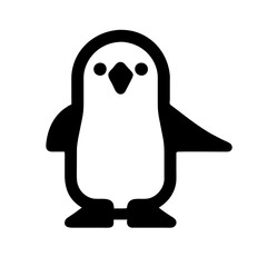 Penguin icon vector graphics element silhouette Winter animal sign symbol illustration on a Transparent Background
