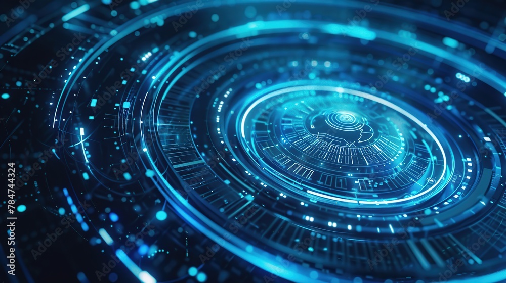 Poster Abstract technology background with circular elements.