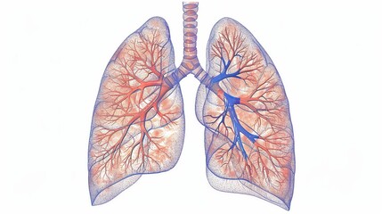 Human Respiratory System Lungs Anatomy, For Medical Concept white background.