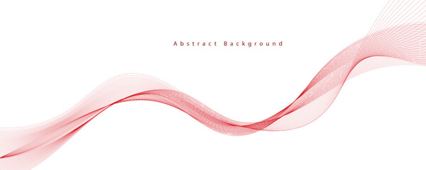 Vector abstract red background with dynamic red waves, lines and particles.	
