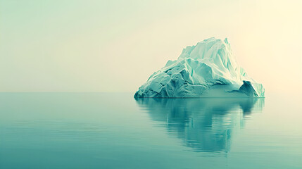 iceberg floating on calm water with space for text