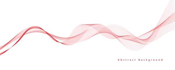 Vector abstract red background with dynamic red waves, lines and particles.	
