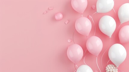 Fototapeta na wymiar Pastel pink background balloon concept for copy space.