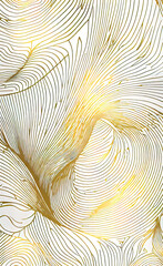 Vector illustration, modern simple geometric vector seamless pattern with golden line texture on white background, Light abstract wallpaper, background for smartphone,