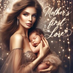 Maternal Affection - Graceful Mother and Baby Art