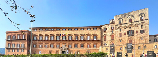 Exterior view of the Palazzo dei Normanni (Norman Palace), in Palermo, Sicily, Italy.