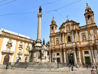 Exterior view of the San Domenico catholic church in Palermo, Sicily, Italy. 