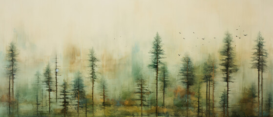 abstract forest illustration in encaustic style