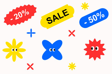 
Trendy Promotion Stickers Set. Cool New Arrival, Lool, Collection Badges Vector Design.