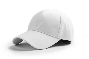 Fototapeta premium Blank White Baseball Cap for Casual Attire. Isolated Object of Sport Accessory for Photography