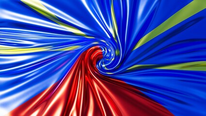 Abstract Twirl of Reunion Island Flag with Dynamic Blue and Red Design - obrazy, fototapety, plakaty