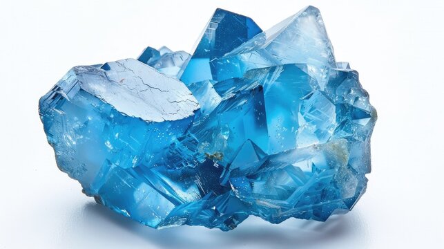 Blue Topaz Rough on White Background. Precious Gemstone in its Original Shape, London Blue Stone