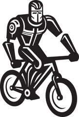 RoboSpin Robot Biking Emblem PedalBot Vector Logo Design