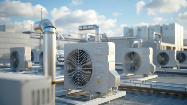 Commercial Air Handling Unit on the Rooftop for Central Ventilation System in Mall