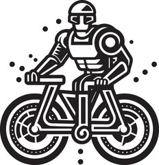 CyberCycle Robot Riding Emblem PedalPilot Vector Logo Design