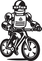 TechSpin Robot on Bike Icon AlloyBiker Bicycle Vector Emblem
