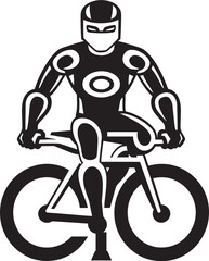 Robotic Roll Bicycle Vector Symbol MechCyclist Robot Riding Logo