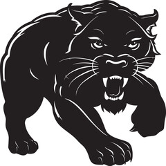 Panther Pounce Vector Logo Emblem Sinuous Stride Running Panther Symbol