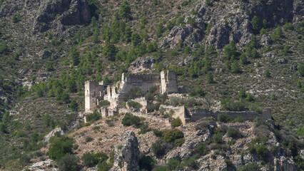 Fototapeta na wymiar Vista aerea del Castillo de Perputxent , está situado en el término municipal de Lorcha España