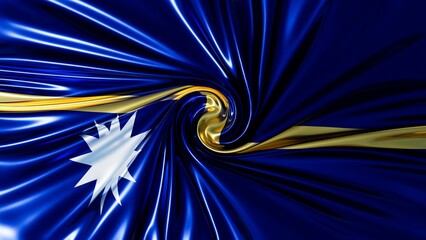 Abstract Wavy Design of Nauru National Flag with Vibrant Blue and Gold