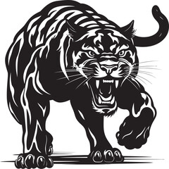 Panther Prowl Vector Logo Emblem Sinuous Stride Running Panther Symbol