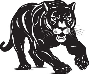 Fierce Feline Vector Icon Design Stealthy Stride Running Panther Logo