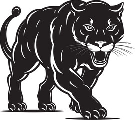 Ferocious Fleetness Running Panther Symbol Panther Pulse Vector Icon Design
