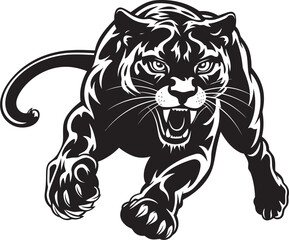 Panthera Pounce Vector Icon Design Roaring Runner Running Panther Logo