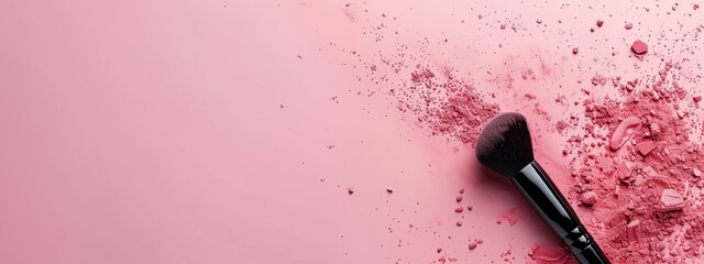 a pink background with makeup and cosmetics items on it - 784752749