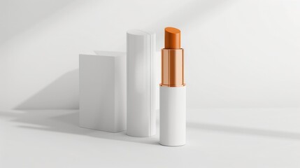 Zero Waste Natural Lip Balm Packaging Mockup for Health and Care. Cosmetic Lipstick Stick in White Tube for Soft Skin Upliftment - obrazy, fototapety, plakaty