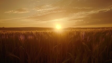 Golden Hour Sunset Over Bountiful Farmland