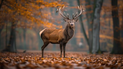 Majestic Deer in Autumn Forest