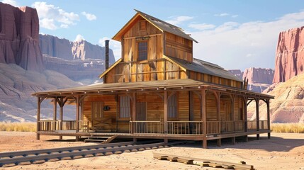 Fototapeta na wymiar Rustic Desert Cabin with Southwest-inspired Architecture