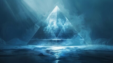 Background drawing of a crystal pyramid using light techniques - obrazy, fototapety, plakaty