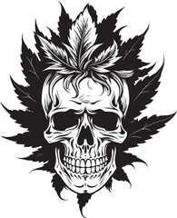 Cannabone Crest Skull with Cannabis Leaf Design Leafy Skullscape Cannabis Infused Skull Symbol
