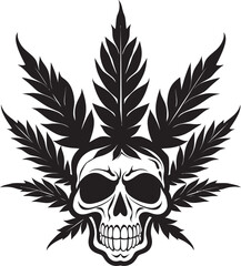 Skulls and Buds Cannabis Integrated Skull Emblem Cannabone Crest Skull with Cannabis Leaf Design