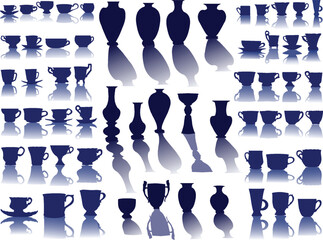 different cups and vazes with shadows collection