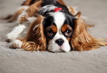 A close up of a Cavalier King Charles Spaniel
