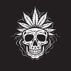 Leafy Skullscape Cannabis Infused Skull Symbol Budskull Vector Cannabis Skull Vector Icon
