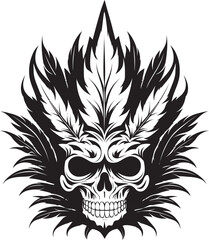 Cannabone Crown Cannabis Leaf Skull Emblem Leafy Cranium Skull with Cannabis Leaf Icon