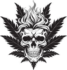 Leafy Cranium Skull with Cannabis Leaf Icon MarijaSkull Mark Cannabis Inspired Skull Design